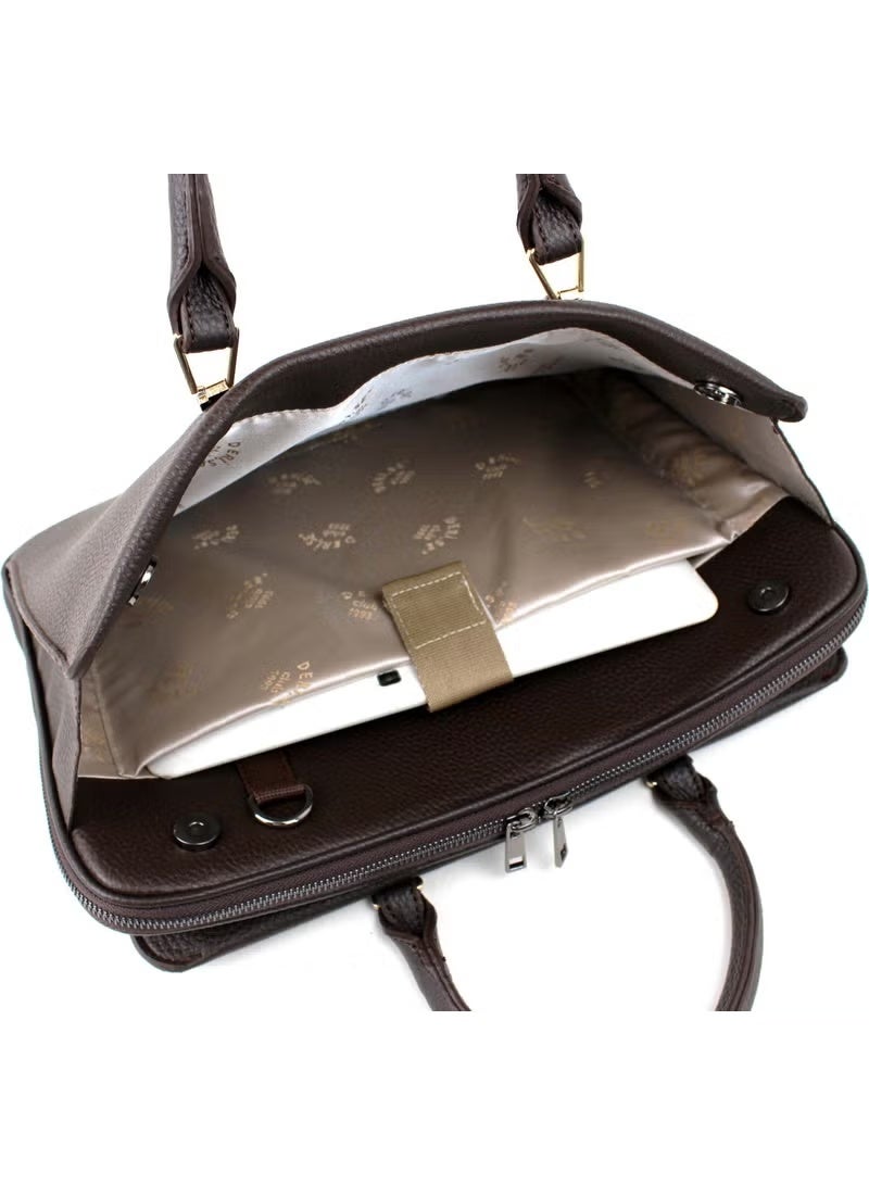 Derise Club Women Brown Hanging File Document 13 & 14 Inch Laptop and Briefcase - Image 4